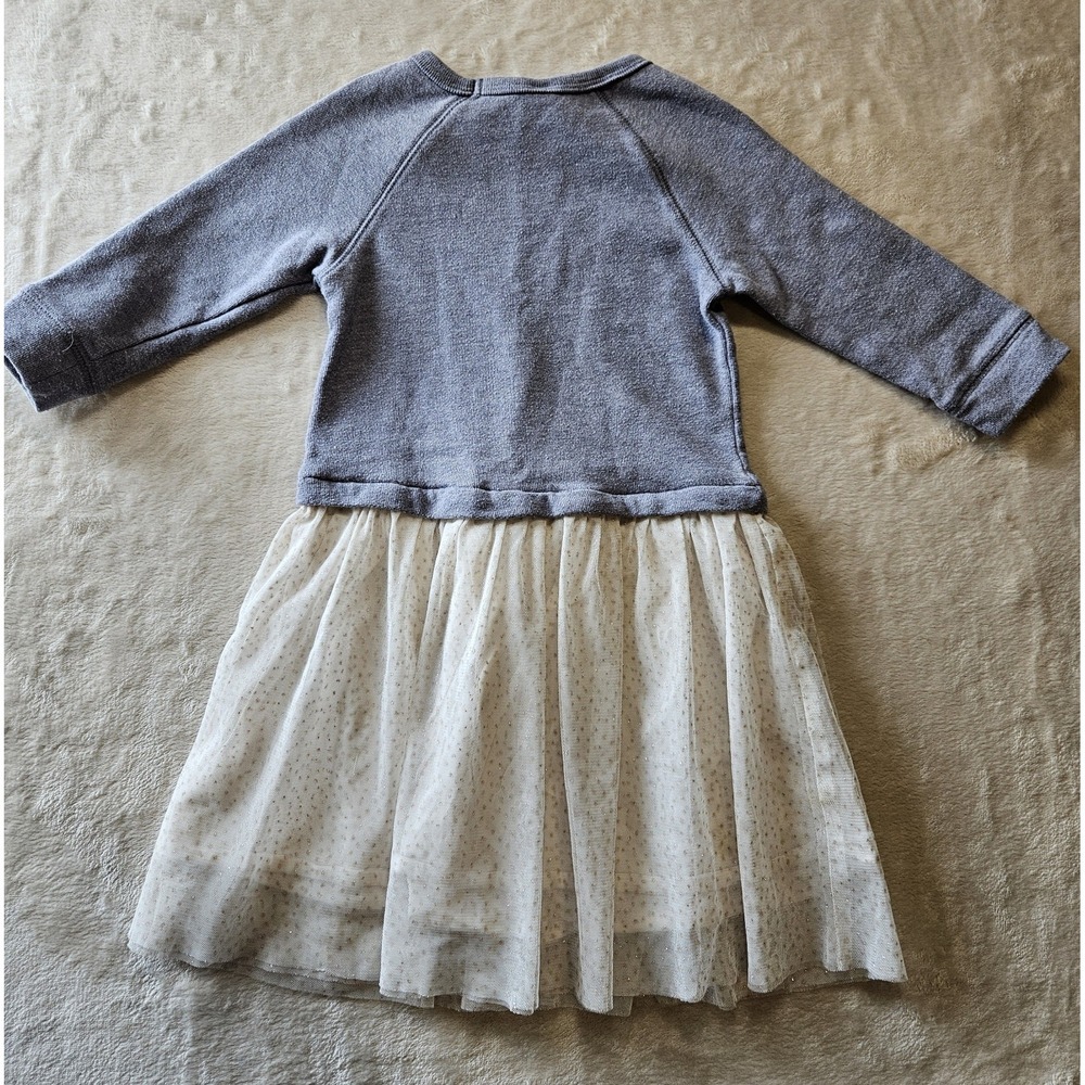 Baby Gap Toddler Girl Dress 4T Gray Long‎ Sleeve Sweater Top Cream Tulle - Picture 5 of 11